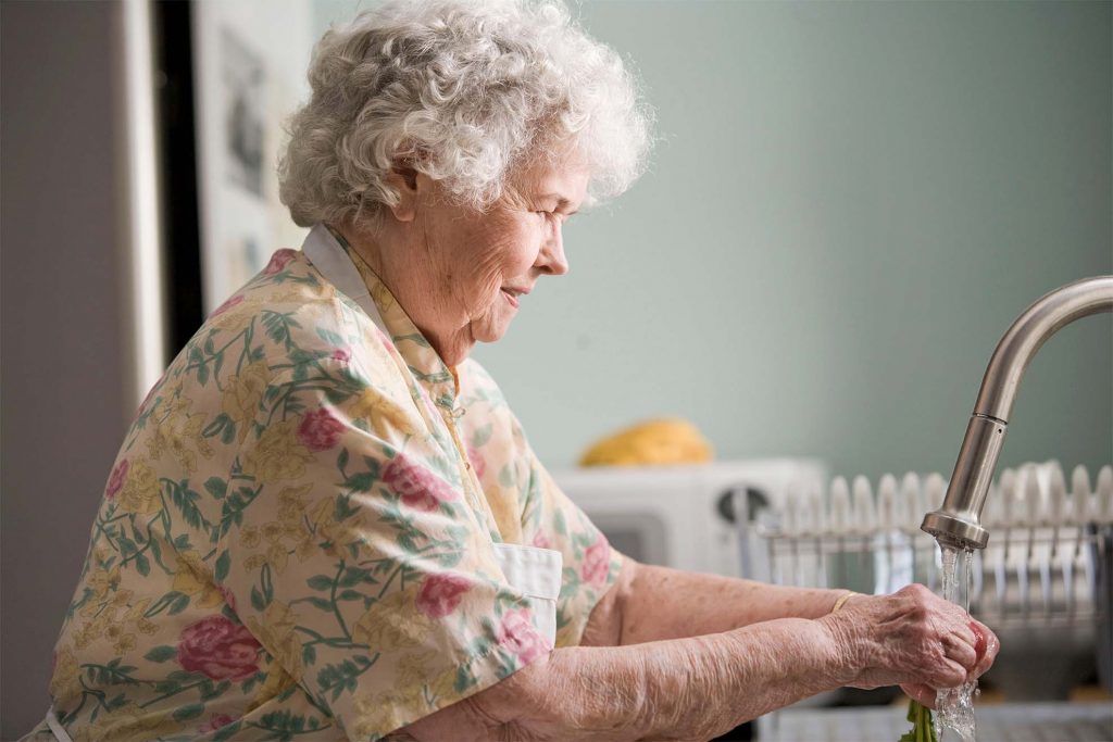 Resident washing up